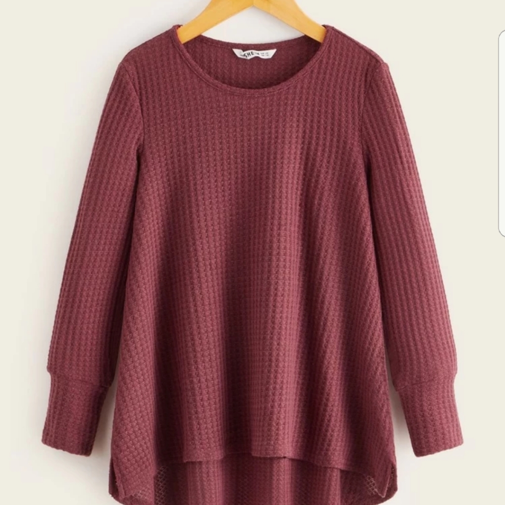 Girls high low waffle knit hem top size 9Y